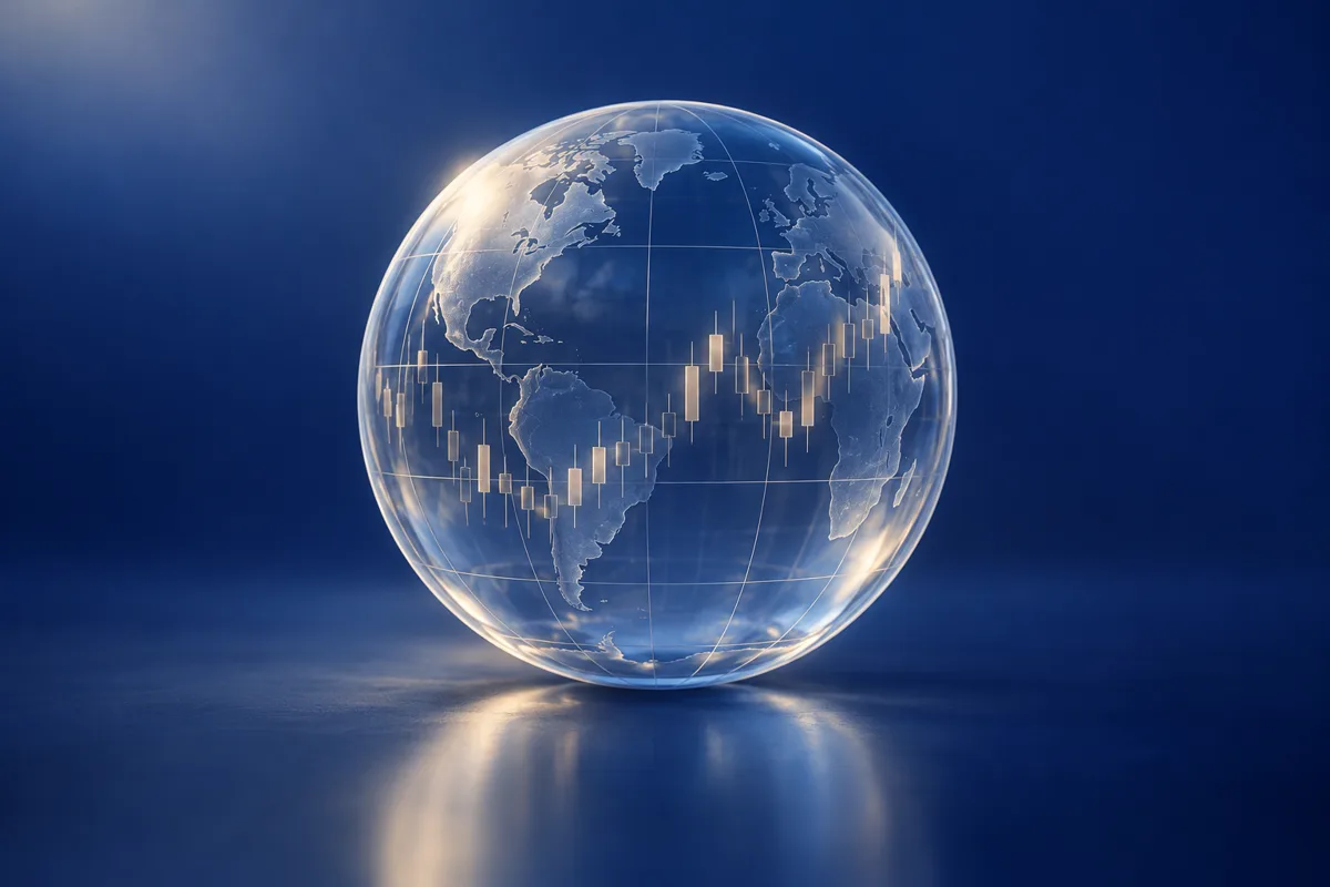 Glasglobus mit Kurslinien